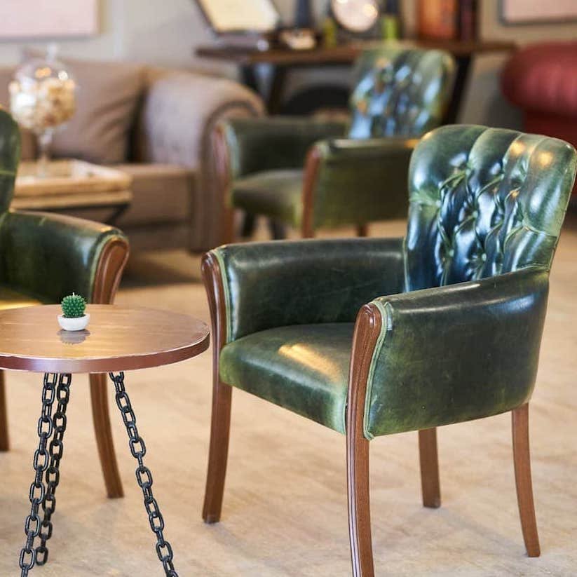 Accent Chairs Sofa Green Leather