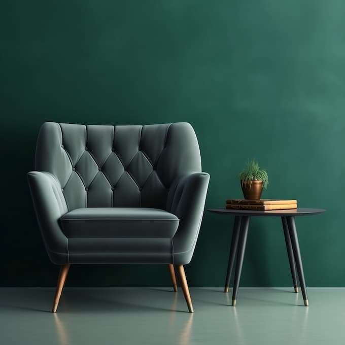 Green Tufted Back Accent Chair