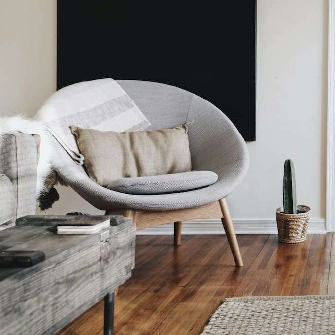 Round Grey Accent Chair