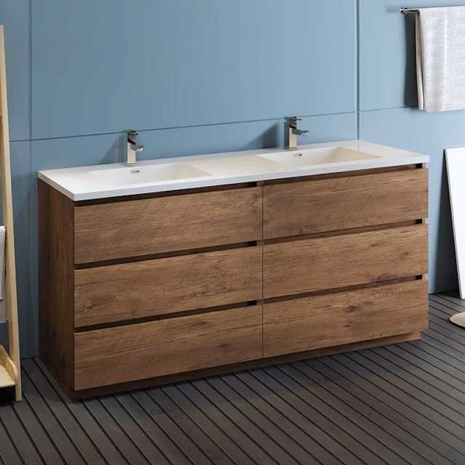 Bathroom Vanity wood base double sink