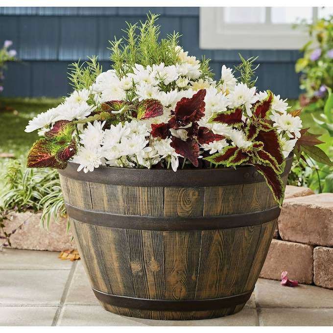 Whiskey Barrel Large Planter for Front Porch