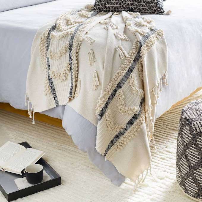 Boho Decor Art Tufted Throw Blanket