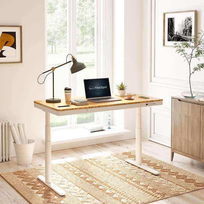 Flexispot Comhar Pro Q8 Standing Desk with Drawers and Wireless Charger, Best Electric Standing Desks