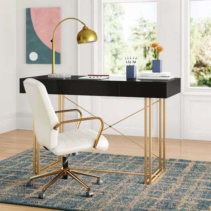 Best Home Office Desks Wayfair black gold