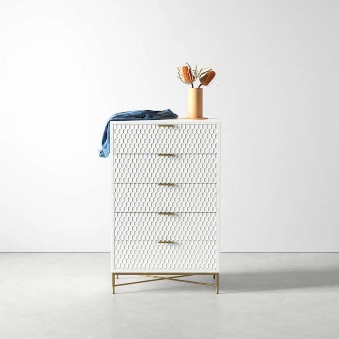 White mid century modern dresser