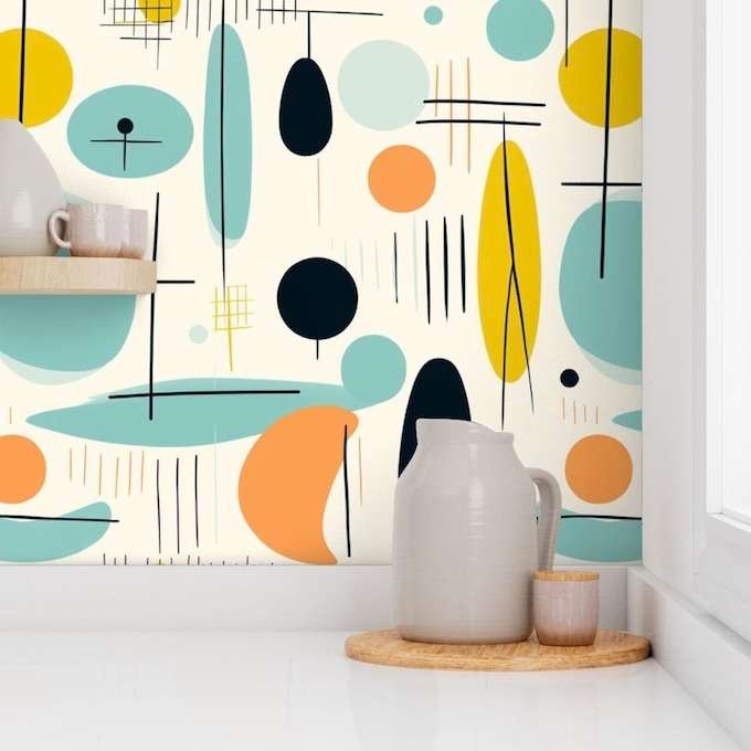 Mid Century Modern Wallpaper Turquoise