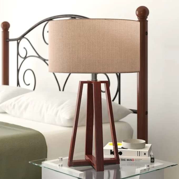 Solid wood mid century modern table lamp