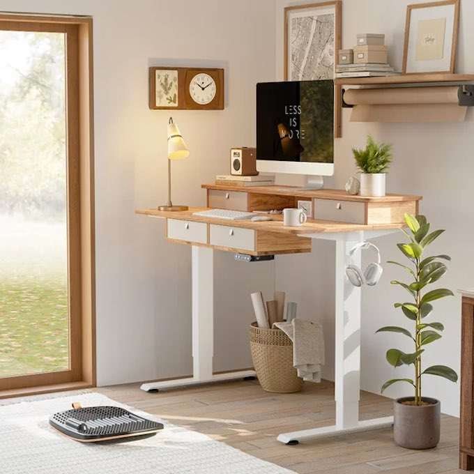 Best Standing Desk Under $300-white-brown